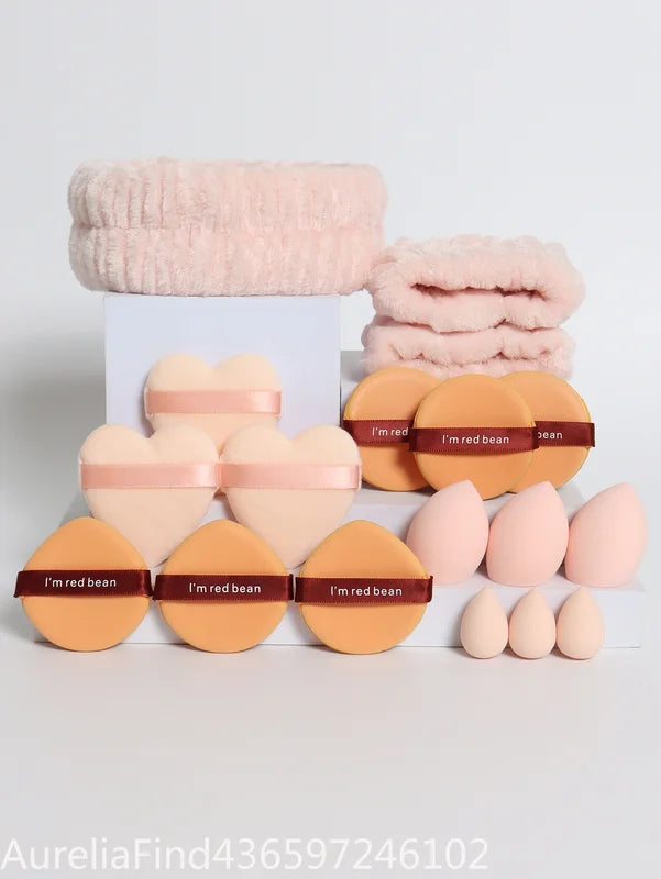 18-Piece Makeup Accessory Set with Sponges Headbands and Wrist Bands - Color Variants