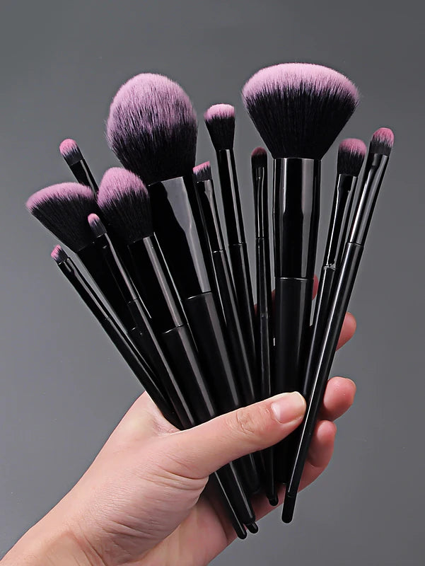 12-Piece Face Makeup Brush Set with Egg Sponge & Storage Bucket