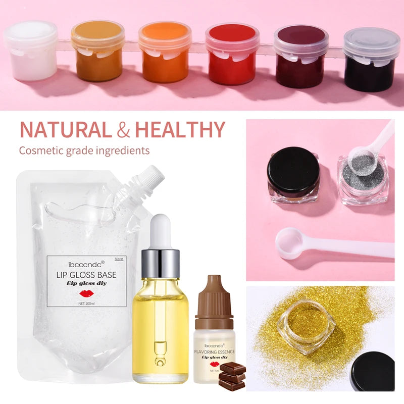 DIY Lip Gloss Making Kit with Glitter Pigments & Tools - Create Custom Lip Color