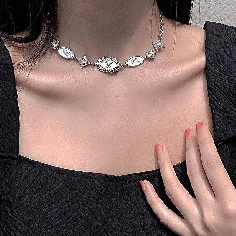 Gothic Vintage Butterfly Crystal Choker Necklace for Women Y2K Jewelry Gift
