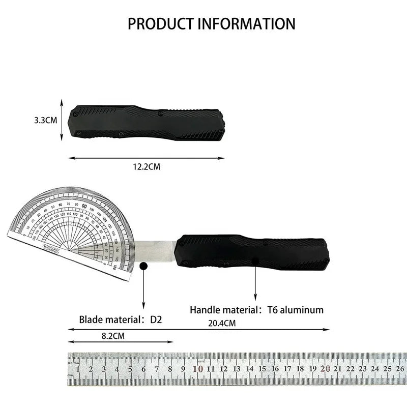 High-Quality T6 Aluminum Handle Fixed Blade Knife with D2 Steel Blade for Camping and Outdoor Use