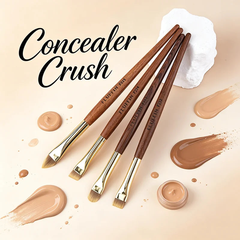 Ultra Thin Concealer Brush for Precise Makeup Application - Copper & Redwood Handle