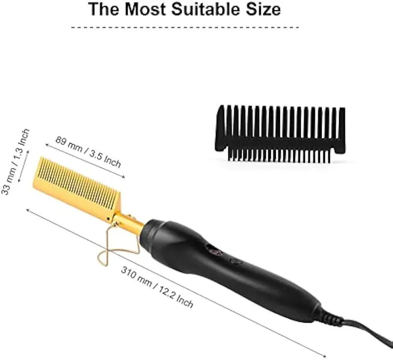 Hot Comb & Hair Dryer Brush 3-in-1 Styling Tool for Straightening Curling & Volumizing