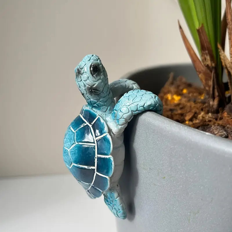 Cute Turtle Flowerpot Hanging Ornament Resin Statue for Garden and Home Decor