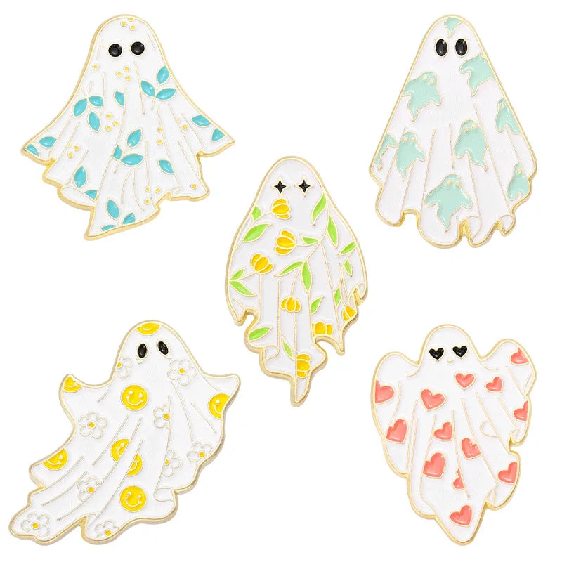 Halloween Ghost Enamel Pins Set - Punk Pumpkin Horror Skeleton Brooches