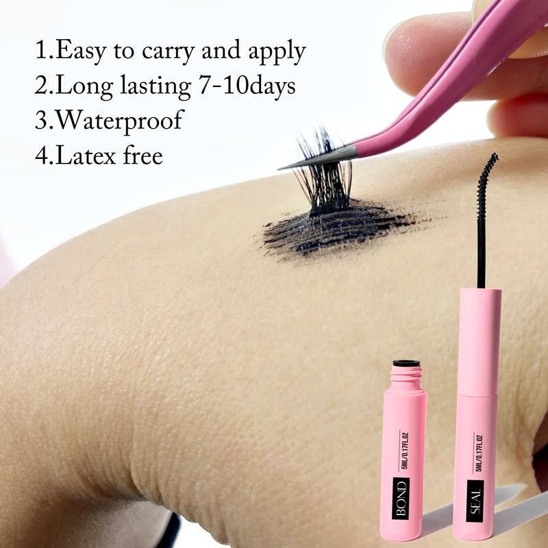 Eyelash Glue Kit with Bond and Seal, Lash Remover & Tweezers for Home Use