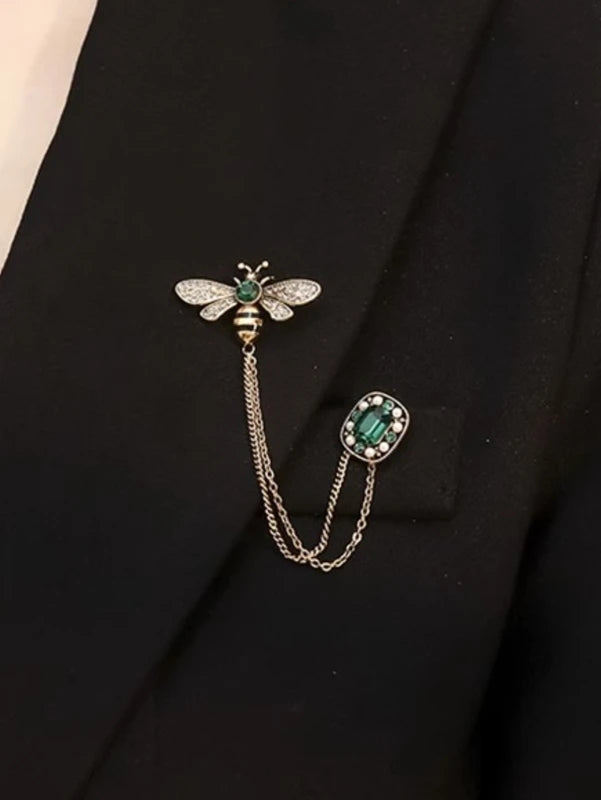 Women’s Bee Crystal Tassel Brooch - Elegant Insect Design, Versatile Jewelry
