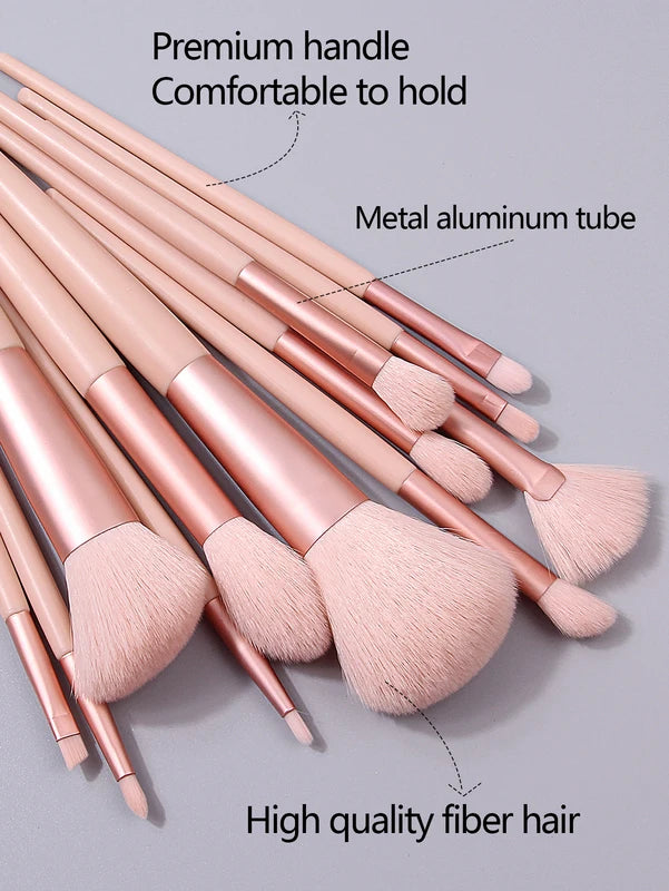 12-Piece Makeup Brush Set - Assorted Cosmetic Blush Foundation Eye Shadow