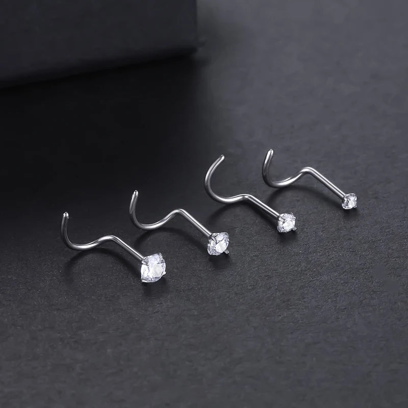 Stainless Steel Nose Piercing Jewelry Set 10/20/50 Pcs with CZ Crystals for Women