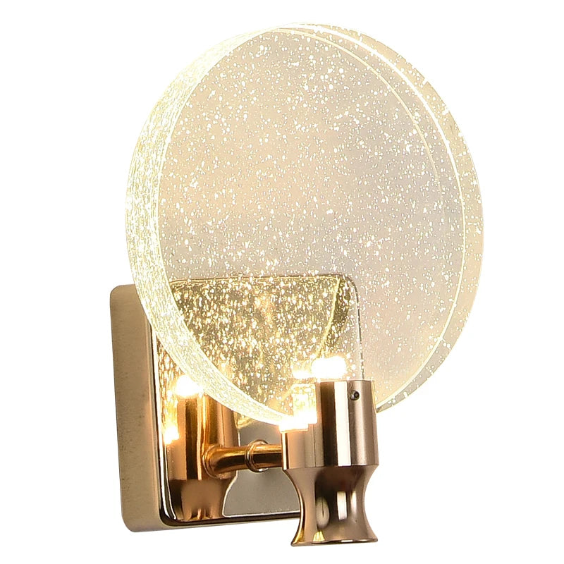 Crystal Wall Lamp LED Modern Lighting Fixture with Glass and Gold Finish