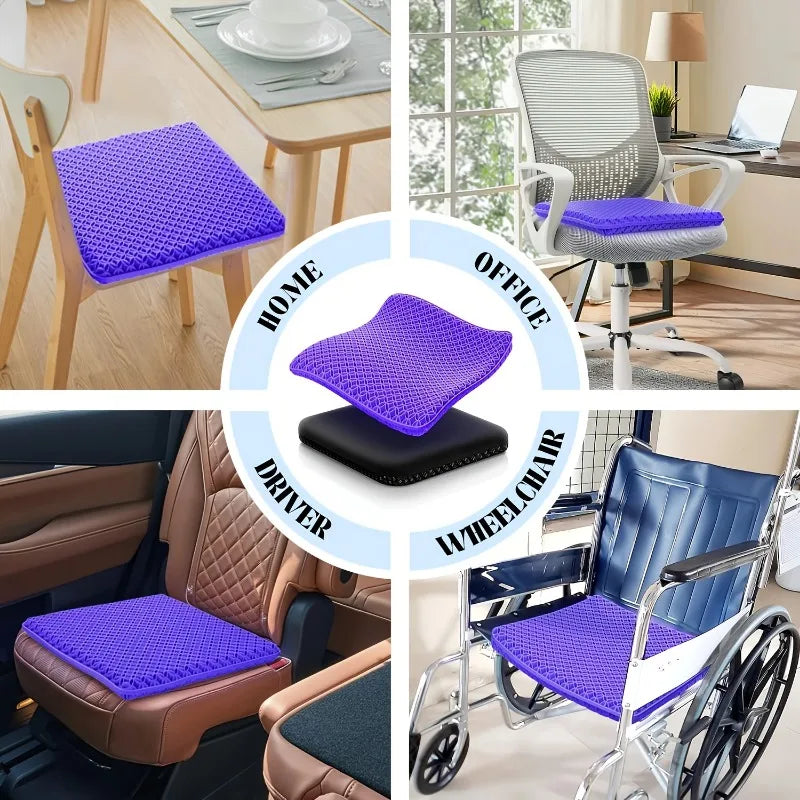 Breathable Gel Seat Cushion for Office Car Travel Support - Non-Slip Base