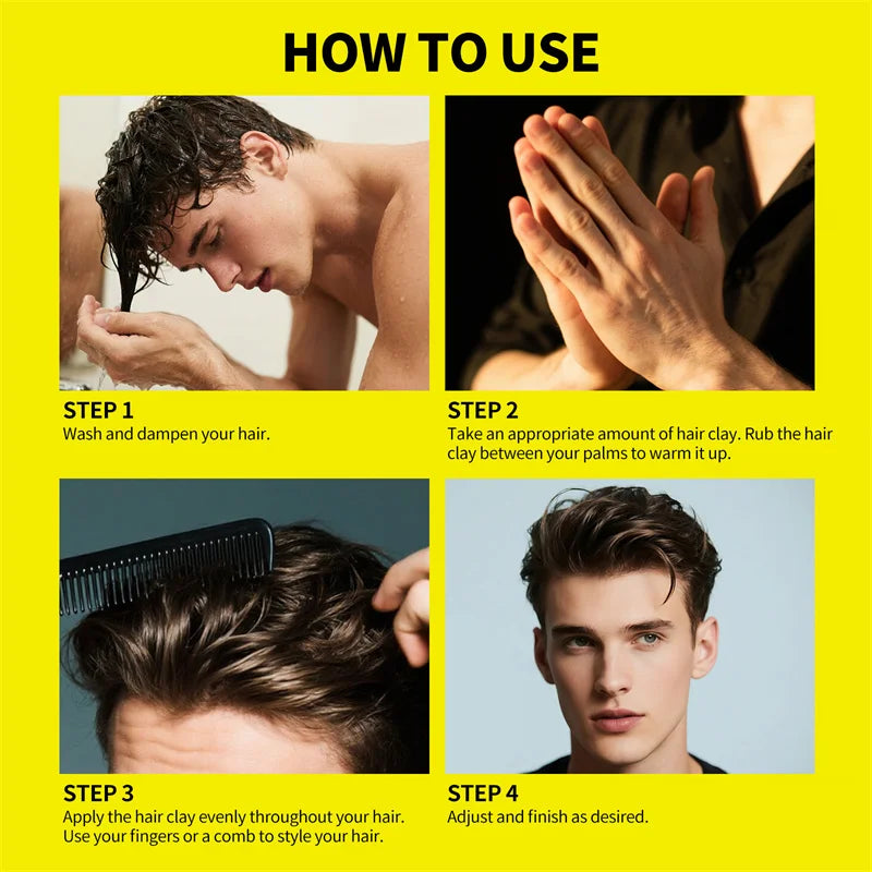Men's Hair Styling Wax Clay Paste Set - Long-Lasting, Matte Finish, Volumizing