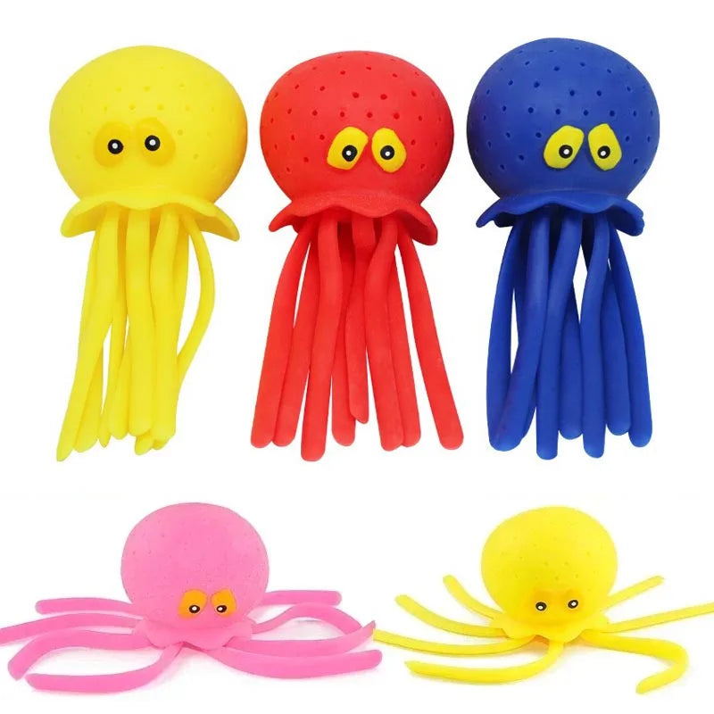 Baby Bath Toys Sponge Octopus Water Absorbing Stress Relief Playset for Children