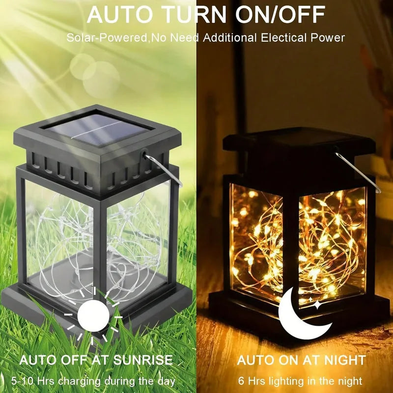 Outdoor Solar Lantern Waterproof Hanging LED Light for Garden Patio Yard Decor