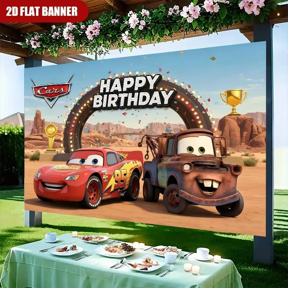Movie Cars Party Backdrop for Children’s Birthday Decoration Lightning McQueen Theme