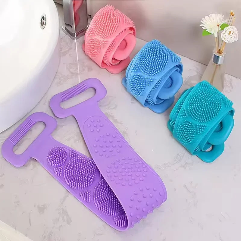 Silicone Body Scrub Brush Exfoliating Bath Sponge Back Brush Shower Cleansing Tool