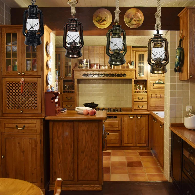 Vintage Industrial Hemp Rope Pendant Light E27 Hang Lamp for Home & Bar