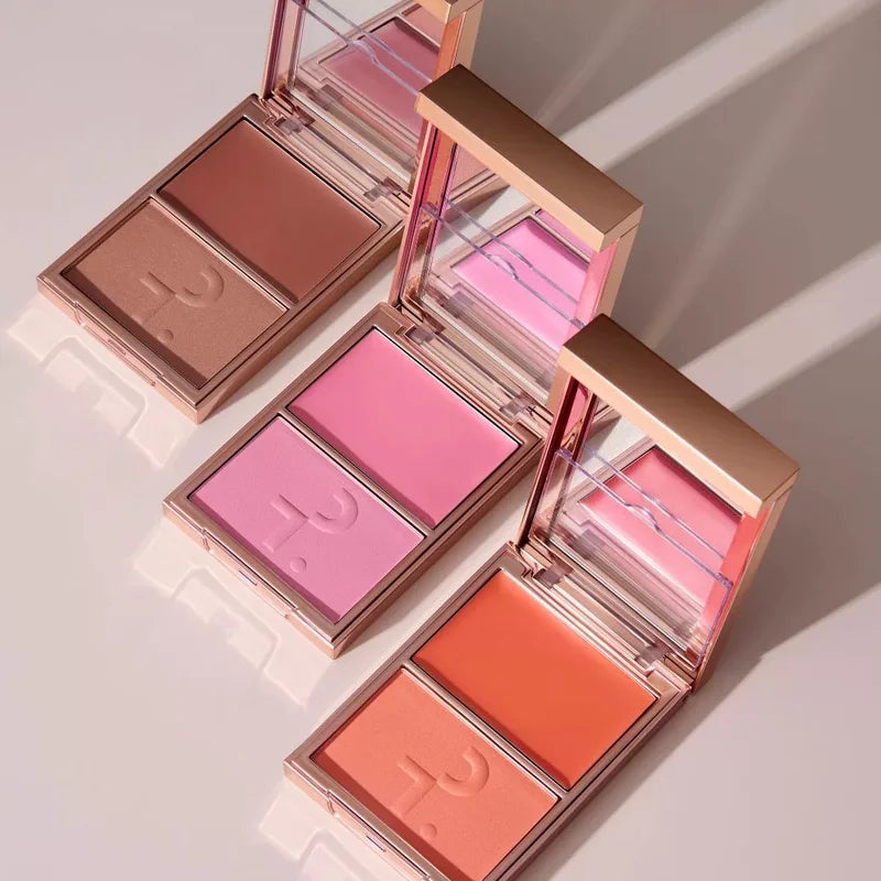 Longlasting Waterproof Matte & Shimmer Face Blush Powder - Contour & Cheek Makeup