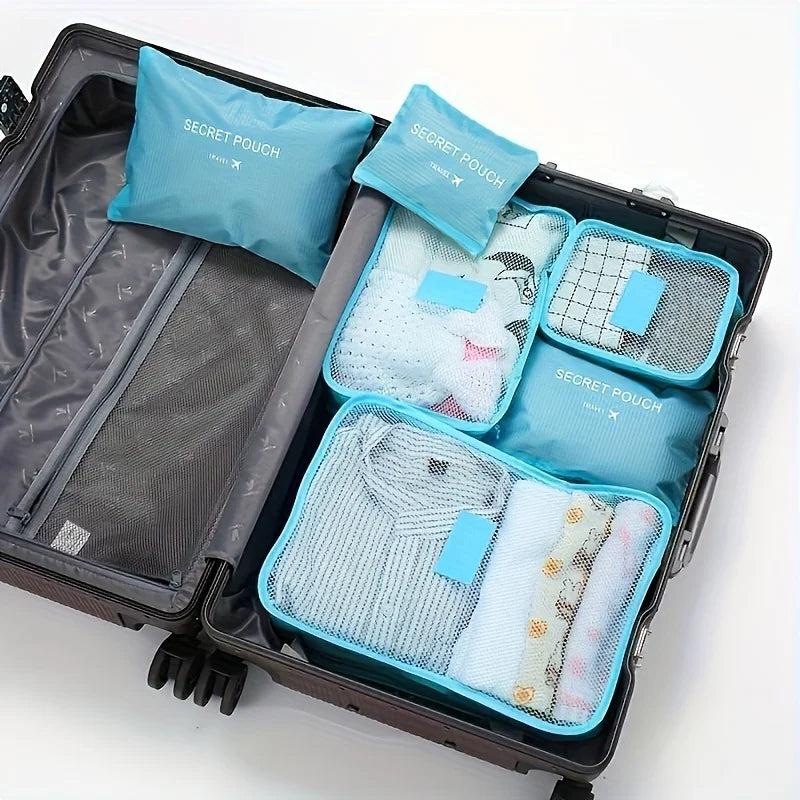 6-Piece Waterproof Travel Storage Bags Set for Clothes & Essentials
