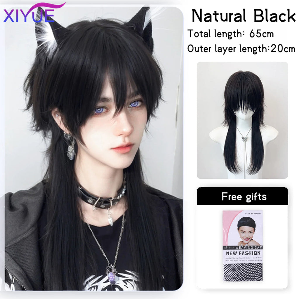 Blonde Mullet Wig Synthetic Long Straight Fluffy Cosplay Party Wig - Multiple Colors