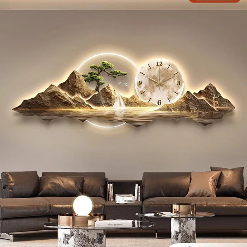 Large Modern Wall Clock - Silent Living Room Wall Art Decor