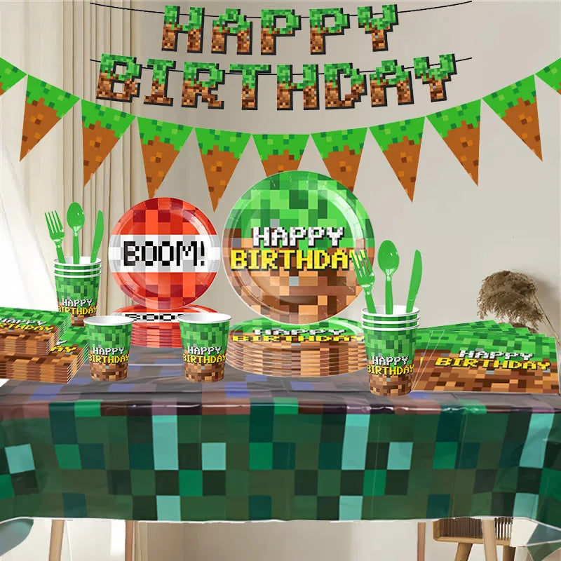 Children's Birthday Party Paper Tableware Set - Plates Cups Napkins & Decorations