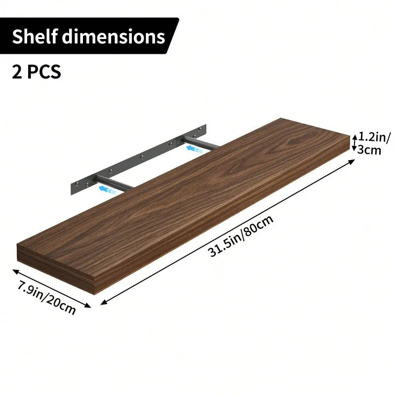 2-Pack Floating Wall Shelves 31.5in with Invisible Brackets for Bathroom Kitchen Living Room