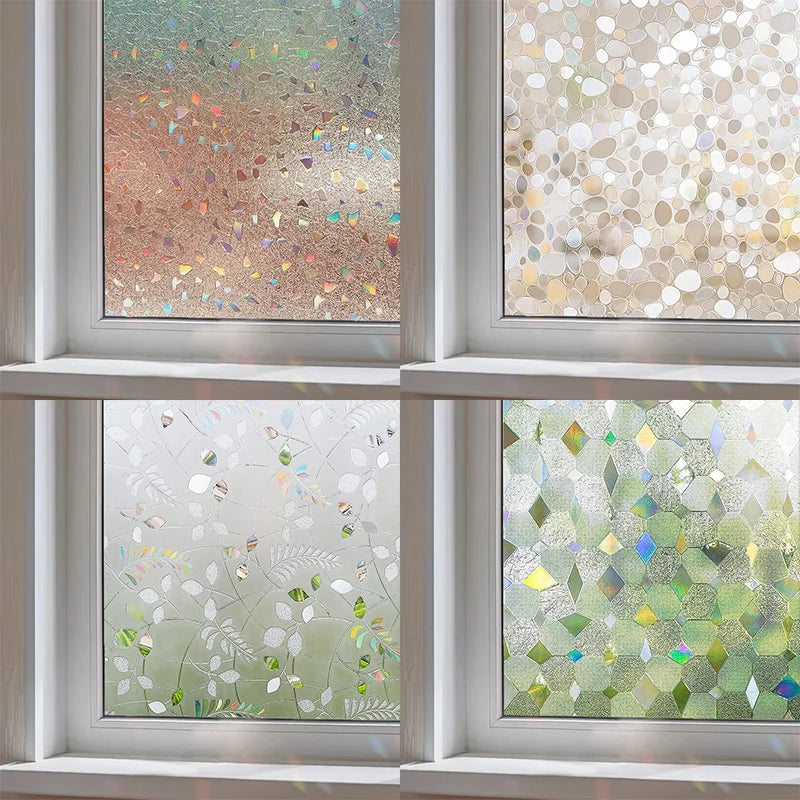 Static Cling Window Privacy Film - Rainbow 3D Decals for Glass Doors & Windows