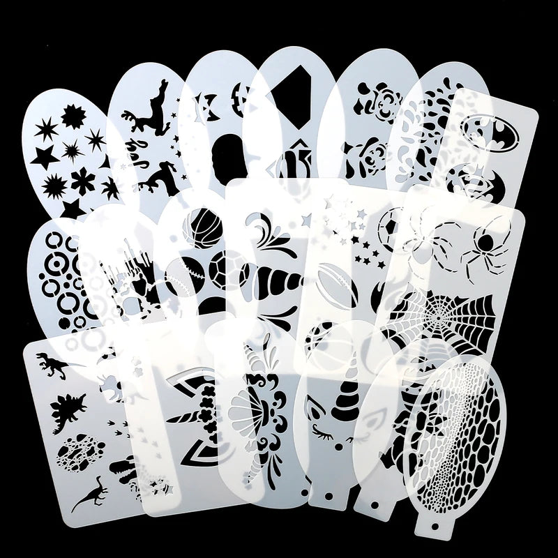 Reusable Face Paint Stencils for Body Art Halloween Makeup & Temporary Tattoos - 8 or 9 Pieces
