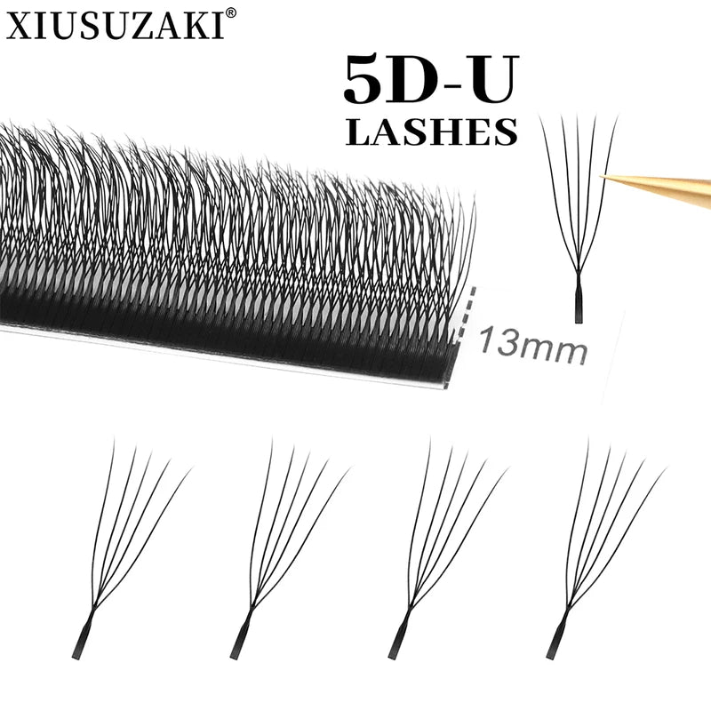 False Eyelash Extensions U Shape 5DW Premade Fans Mink Volume Lashes