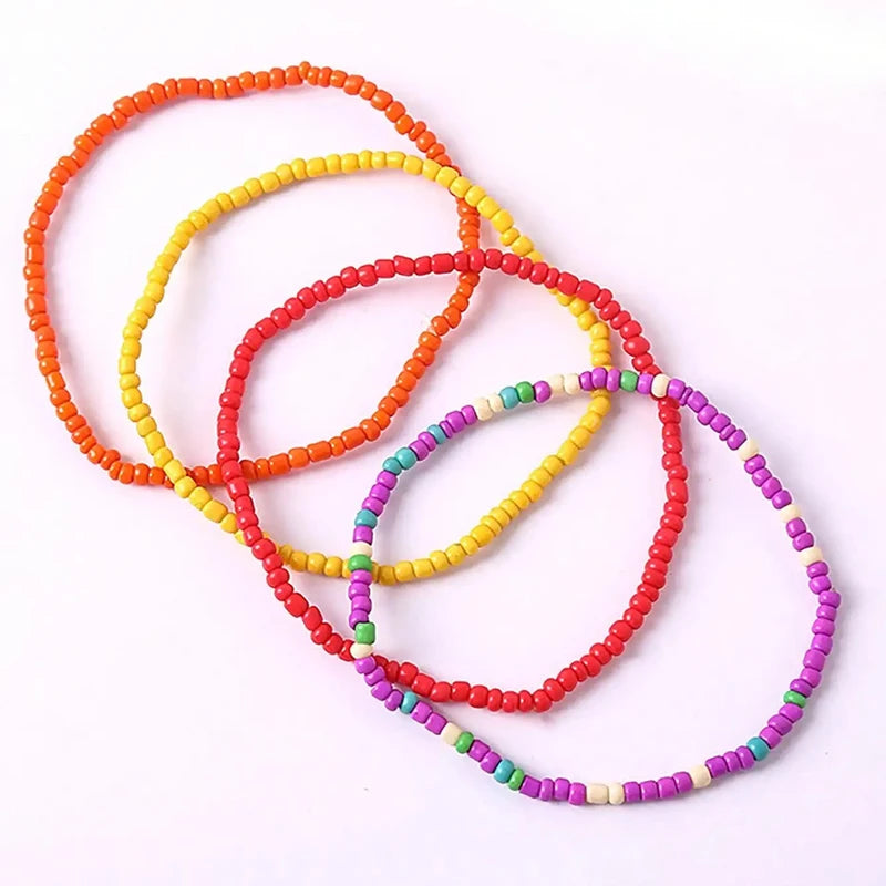 Colorful Boho Beaded Bracelets Set - 17 Stretchable Elastic Jewelry for Women