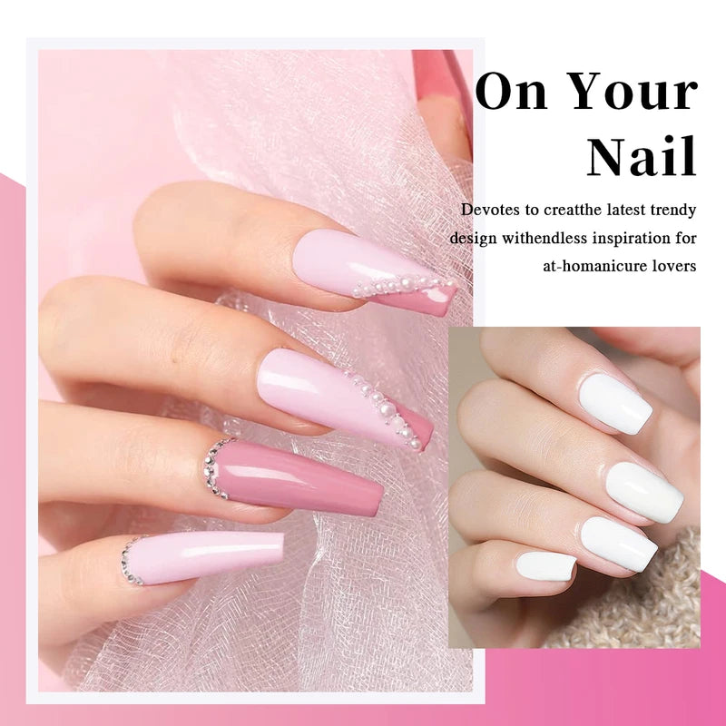 Glossy Semi-Permanent Gel Nail Polish Set - Trendy Color Block Series for Nail Art