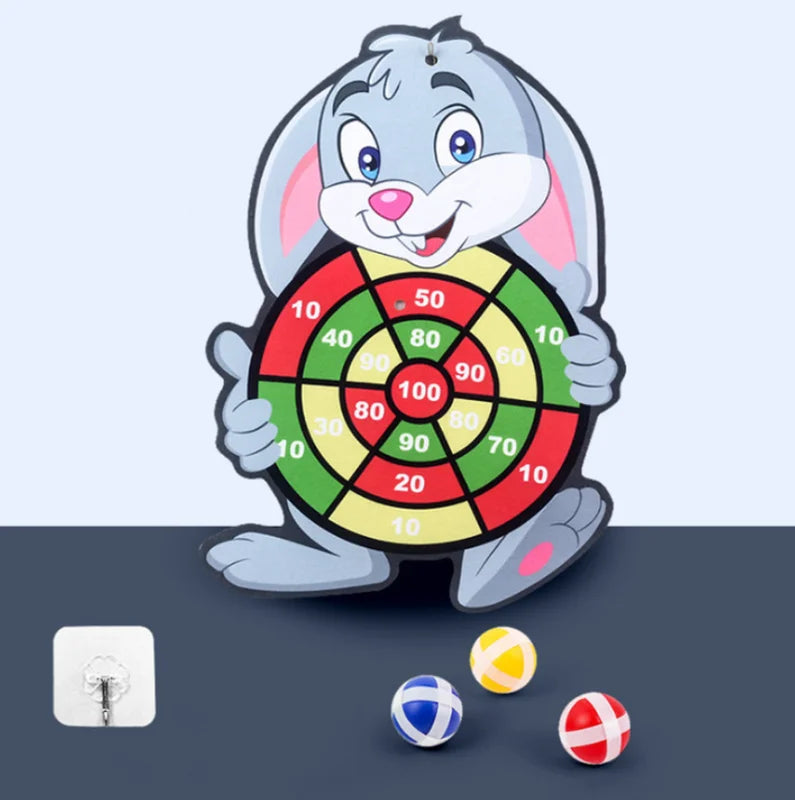 Child Montessori Educational Toy Set - Cartoon Animal Dart Board & Sticky Ball for Kids 2-4 Years
