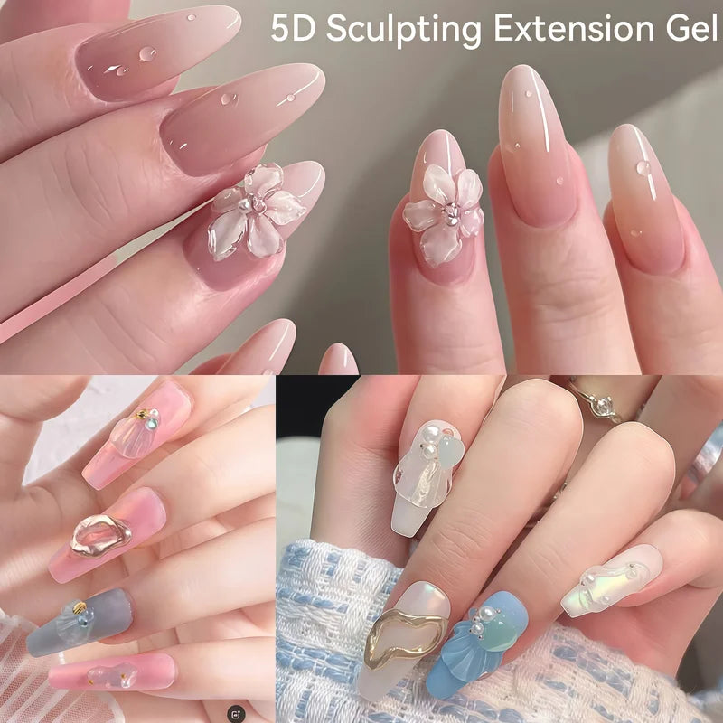 Non-Sticky Hand Extension Gel for Nail Art, 8ml Long-Lasting 3D Nail Shapes