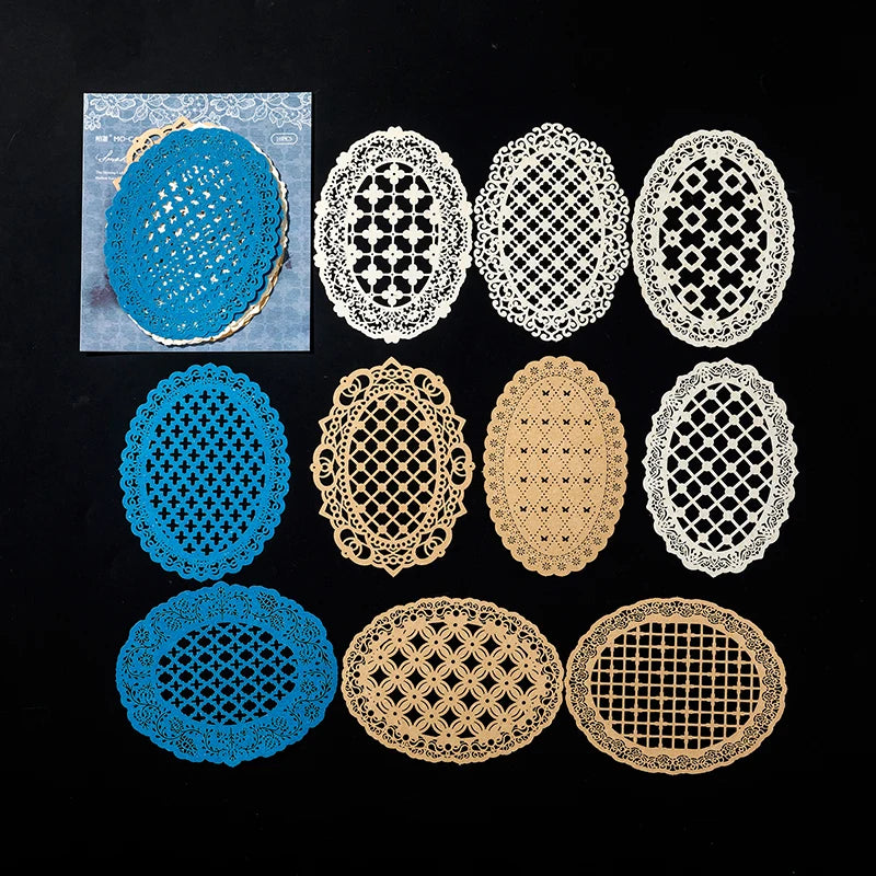 10 Pcs Handmade Lace Paper for Scrapbooking and Art Journals - Craft Supplies