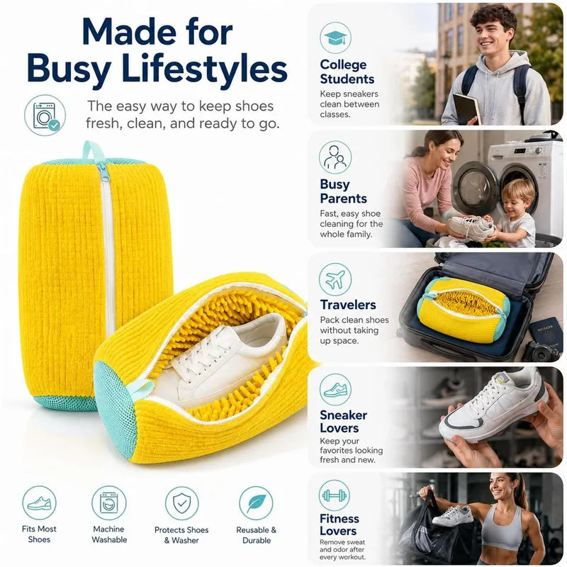 Shoe Washing Machine Bag for All Shoes - Laundry Shoe Cleaning Bag with Zipper
