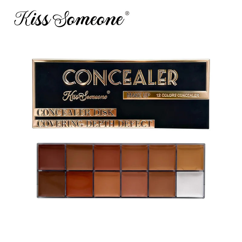 12-Color Waterproof Face Concealer Foundation Set for Dark Skin - Full Coverage Makeup