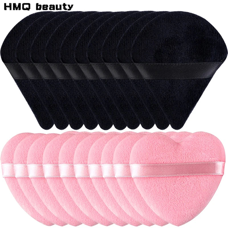 Triangle Velvet Powder Puff Makeup Sponges Set - Heart Shaped Foundation Blenders