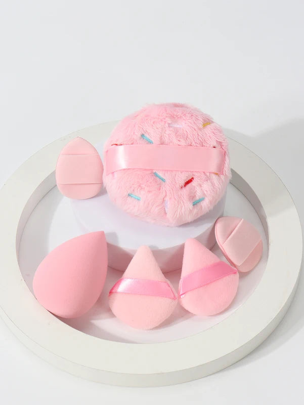 6-Piece Makeup Powder Puff Set - Water-Expanding & Suitable for All Skin Types