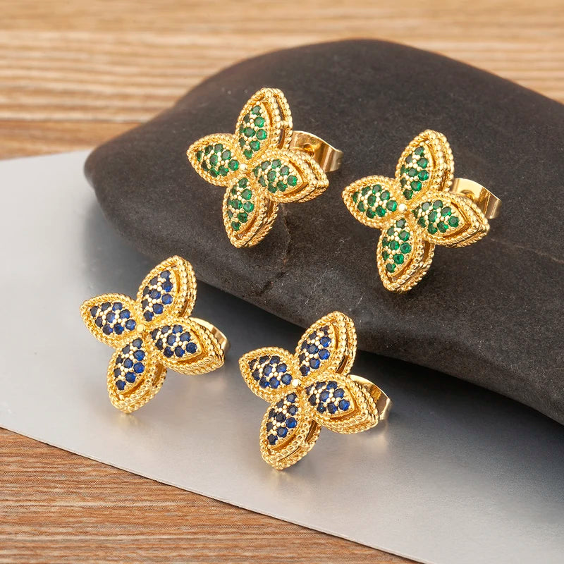 Elegant Flower-Shaped Crystal Zircon Stud Earrings for Women – Fine Jewelry Gift