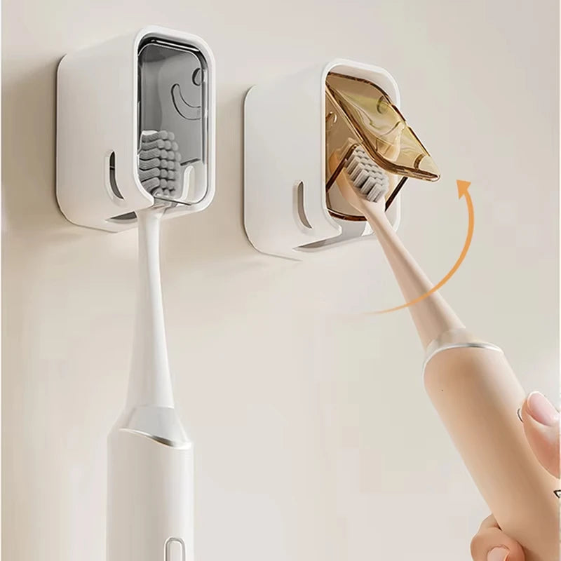 Wall-Mounted Toothbrush Storage Rack Set - Punch-Free Bathroom Organizer, 3 Pack