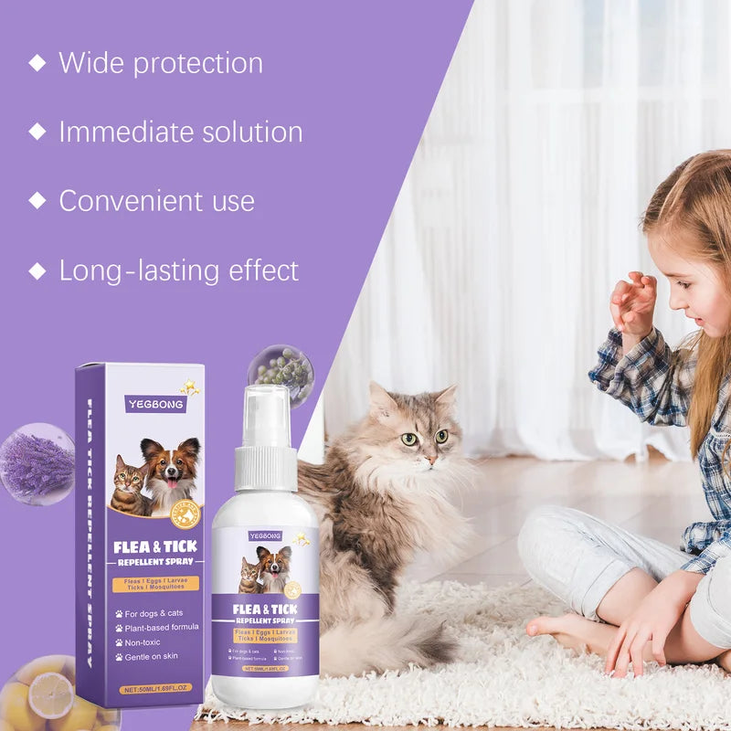 Pet Flea & Tick Repellent Spray Natural Ingredients 50ml - Relieves Skin Itching