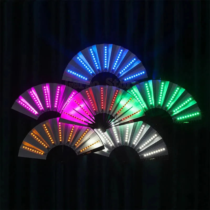 Glow Folding LED Fan for Parties Raves Events Halloween Christmas Stage Show