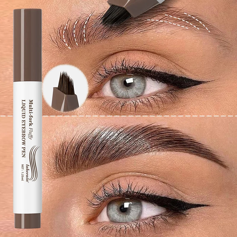 Long Lasting 4D Eyebrow Pen - Waterproof Precise Liquid Makeup with Multi-Fork Tip