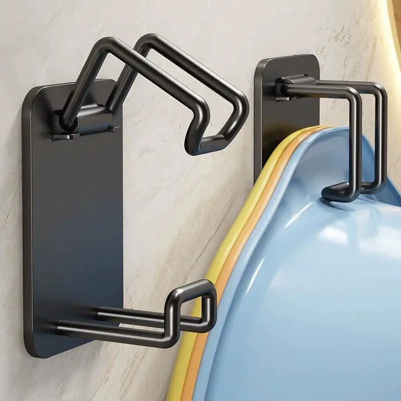 Heavy Duty Stainless Steel Wall Hooks for Kitchen & Bathroom Storage - Adjustable & Punch-Free Mount