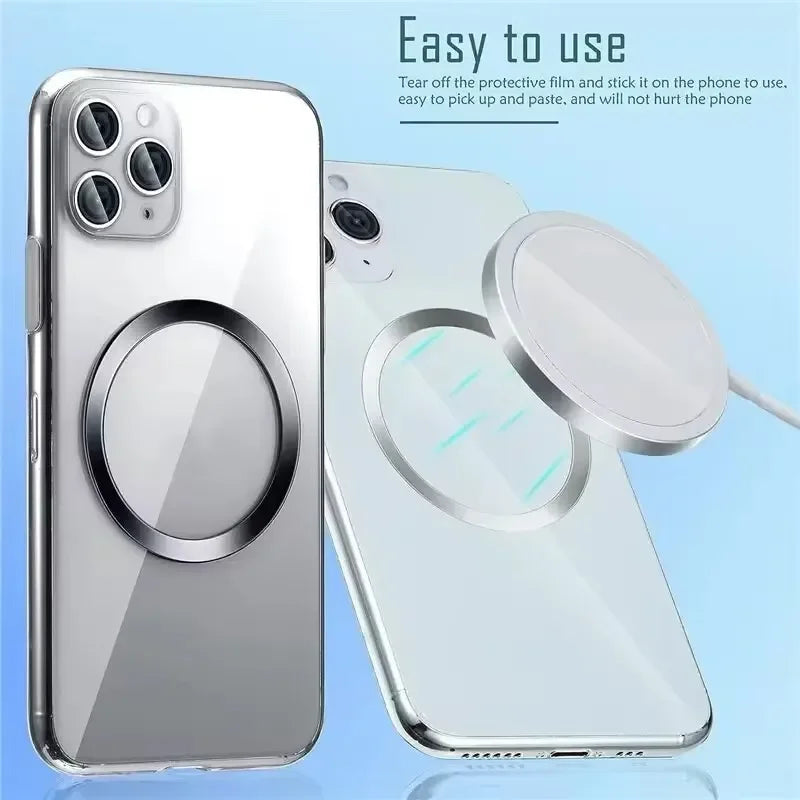 Magnetic Metal Plate Ring for Wireless Chargers - Universal Steel Sticker for Car Phone Holders