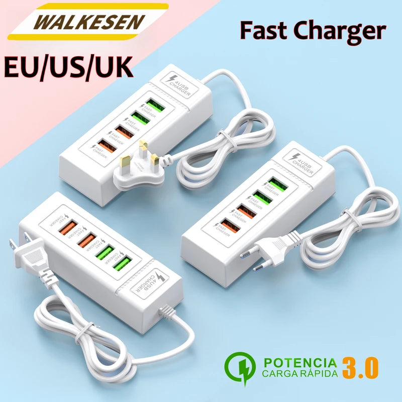 4 Ports USB C Wall Charger Fast Charging Power Adapter for Smartphones