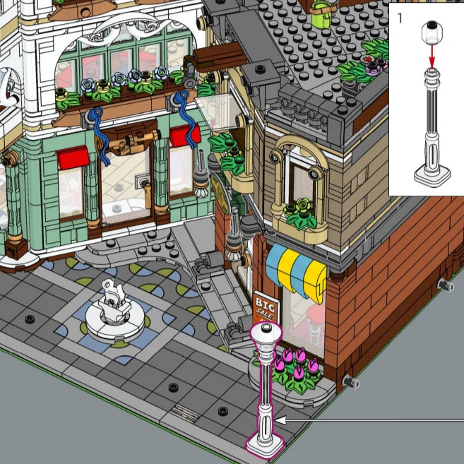 Modular Building Blocks City Architecture Set for Kids & Adults - European Shopping Street Model