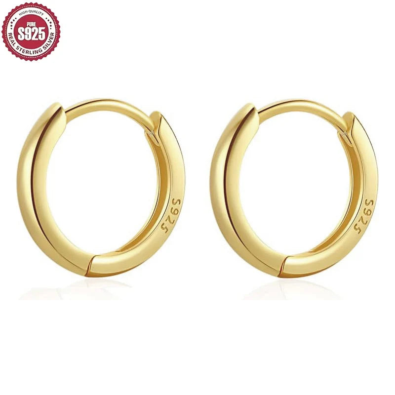 Sterling Silver Hoop Earrings for Women Men Micro Pave CZ Minimalist Huggie Jewelry