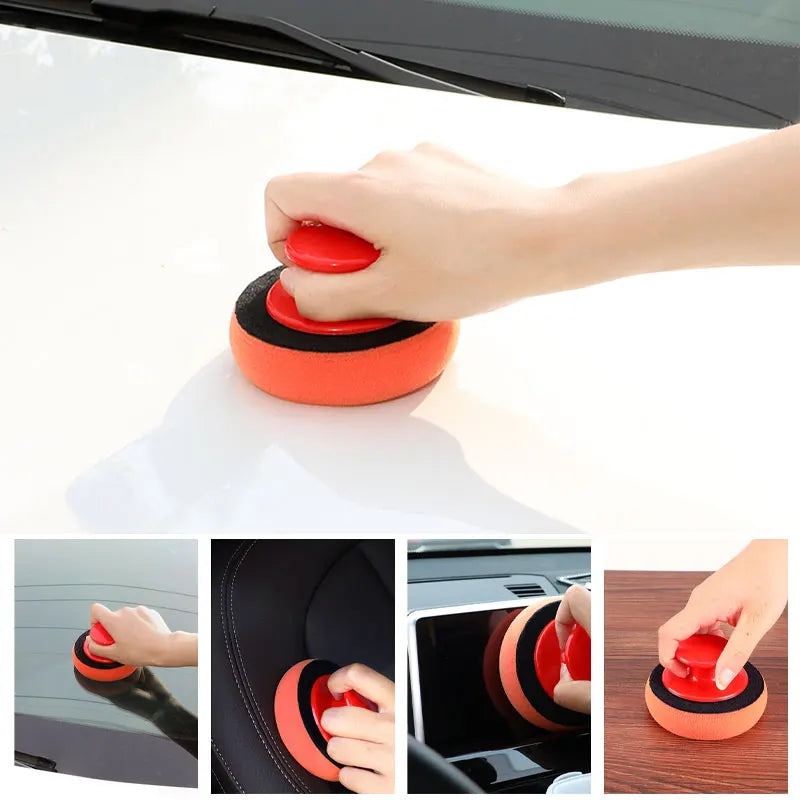 Car Polishing Pads Set - 6 Durable Waxing & Polishing Sponges with Handle